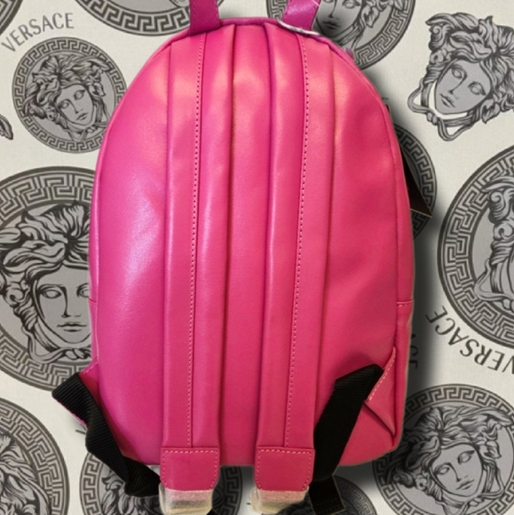 NWT COA Versace Versus Autre Marque Gold Lion Logo LRG Pink Backpack- Dust Cover - Picture 8 of 12